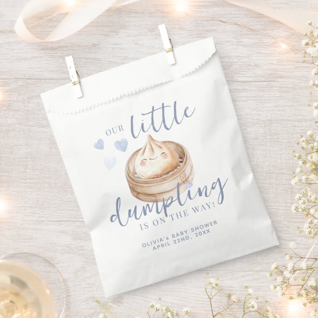 Little Dumpling Blue Watercolor Boy Baby Shower Fa Favour Bag (Clipped)