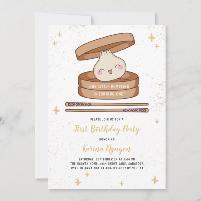Little Dumpling First Birthday Invitation (Front)