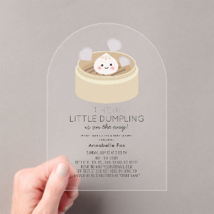 Little Dumpling Grey Gender-neutral Baby Shower Acrylic Invitations