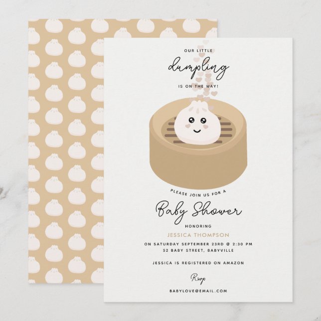 Little Dumpling Hearts Gender Neutral Baby Shower Invitation (Front/Back)