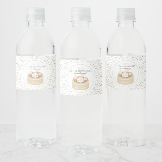 Little Dumpling White Baby Shower Water Bottle Label (Bottles)