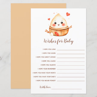 Little Dumpling Wishes for Baby Shower Game Card