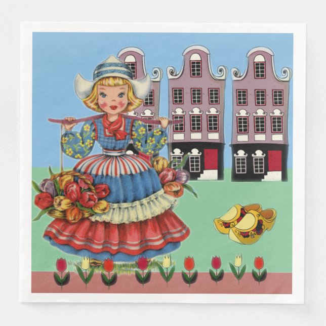 Little Dutch Girl in National Costume Napkin (Front)