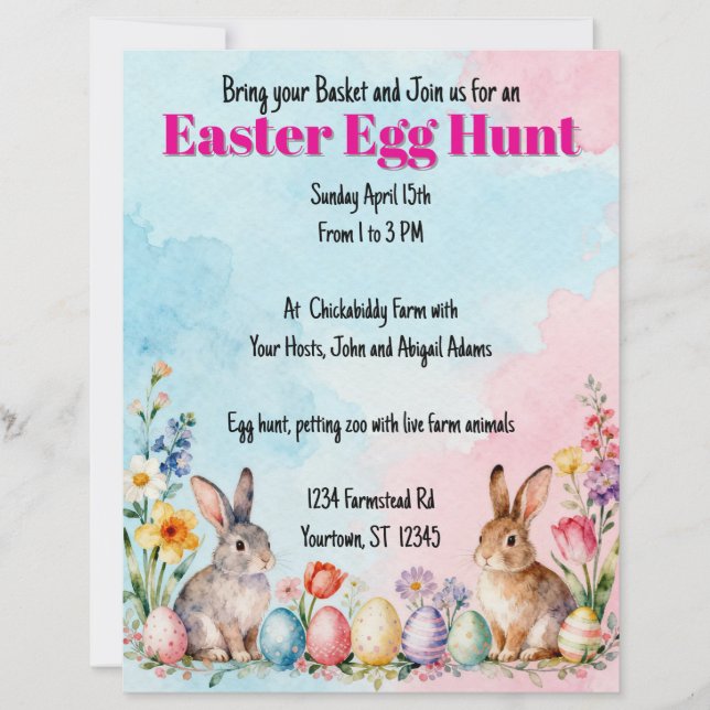 Little Easter Bunnies Egg Hunt Invitation (Front)