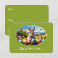 Little Easter Bunny in Landscape, Oval - Card