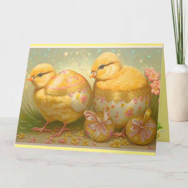 Little Easter Chicks In A Carriage Collection Card (Front)
