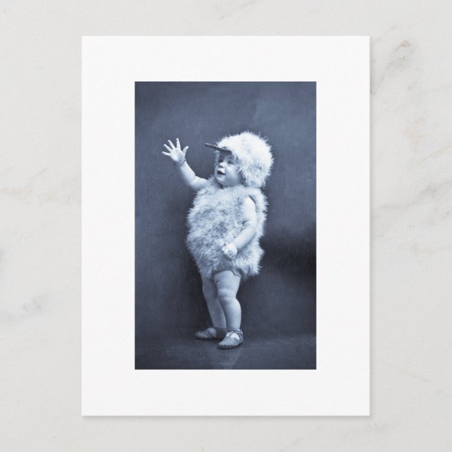 Little Easter Duck Girl Vintage Holiday Postcard (Front)