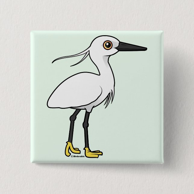 Little Egret 2 Inch Square Button (Front)