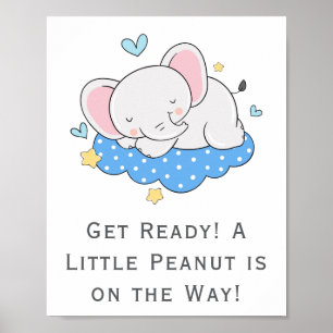 Little Elephant A Little Peanut Baby Shower Poster