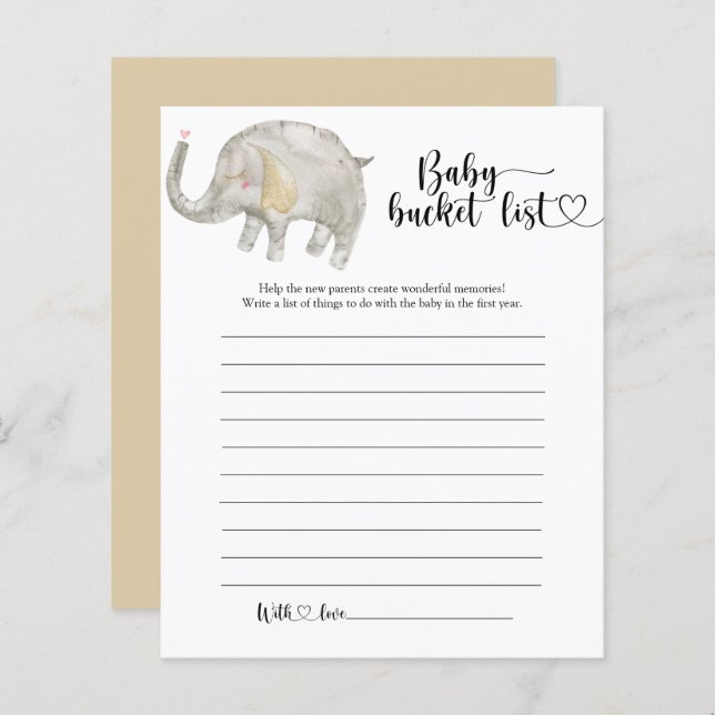 Little Elephant Baby bucket list (Front/Back)