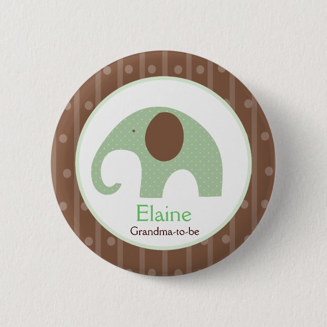 Little Elephant (Blue) NAME TAG Custom Button (Front)