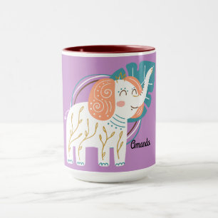 Little Elephant Boho Custom Name Mug