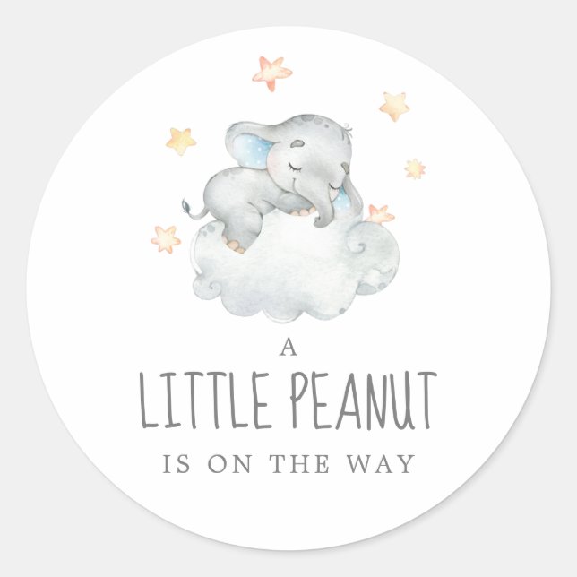 Little Elephant Boy Little Peanut Baby Shower Classic Round Sticker (Front)