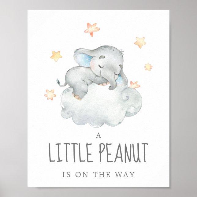 Little Elephant Boy Little Peanut Baby Shower Poster (Front)