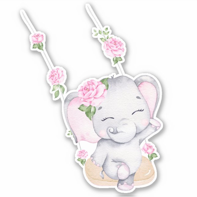 Little Elephant Cute Animal Sticker (Front)