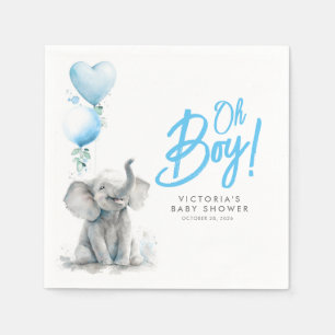 Little Elephant Cute Blue and Grey Baby Shower Napkin
