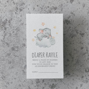 Little Elephant Girl Baby Shower Diaper Raffle Enclosure Card