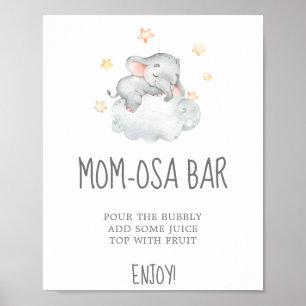 Little Elephant Girl Baby Shower Mom-osa Bar Sign