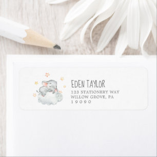Little Elephant Girl Baby shower Return Adresse