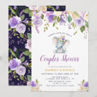 little elephant purple floral couples shower