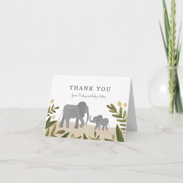 Little Elephant Thank You Note Card (Front)