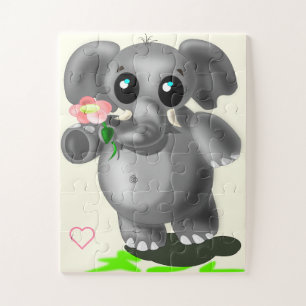Little Elephant with Flower Jigsaw Puzzle