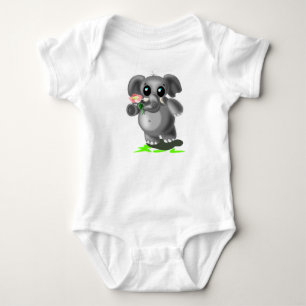Little Elephant with Flowers Baby Bodysuit
