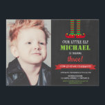 Little Elf cute Christmas Birthday Party photo Invitation<br><div class="desc">For more advanced customization of this design,  simply select the "Customize It" button above!</div>