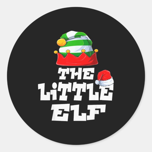 Little Elf Family Matching Christmas Group Pajama  Classic Round Sticker (Front)