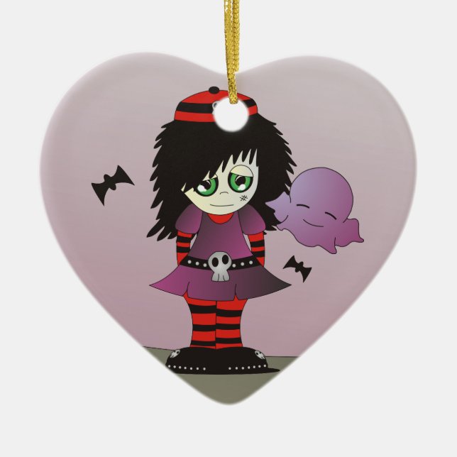 Little Emo Girl - Elzie and Friends Ceramic Ornament (Front)