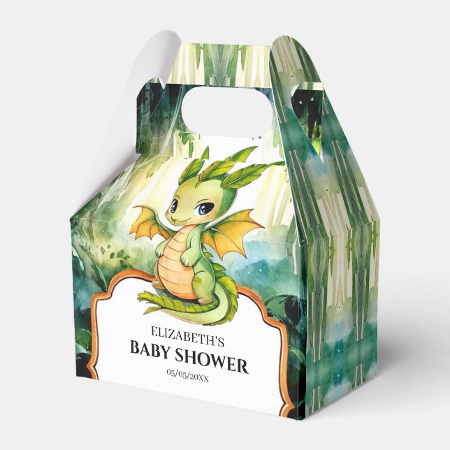 Little Enchanted Dragon Baby Shower Favor Box (Front Side)