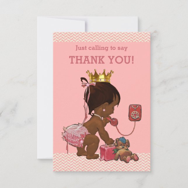 Little Ethnic Princess on Phone Thank You Chevrons (Front)