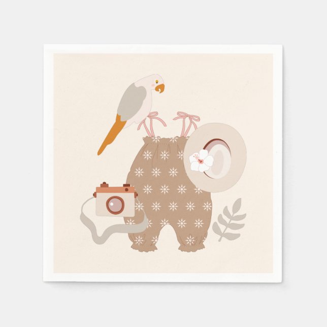 Little Explorer Adventure Awaits Boho Cocktail Napkin (Front)