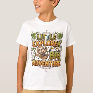 Little Explorer Big Adventure Cute Sloth T-Shirt