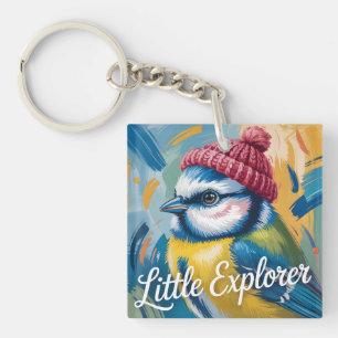 "Little Explorer" Blue Tit Illustration Keychain