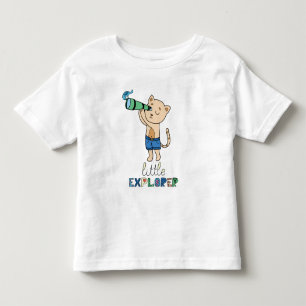 Little Explorer, Cute Cat with Telescope Toddler T-shirt
