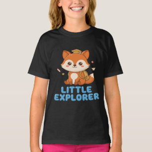 Little Explorer Cute Fox with Backpack & Cap Kids  T-Shirt