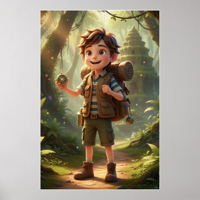 Little Explorer Jungle Adventure Art Poster (Front)