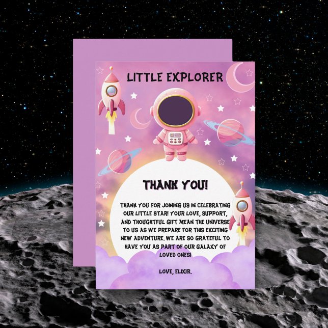 Little Explorer Modern Purple Baby Shower  Thank You Card (Creator Uploaded)