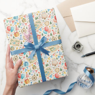 Little Explorer Party Adventure Pattern Wrapping Paper