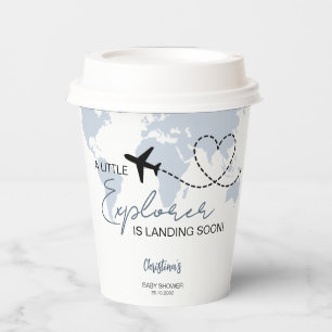 Little Explorer World Map Baby Shower Paper Cups