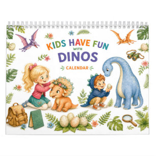 Little Explorers & Cute Dinosaurs – Kids Wall  Calendar