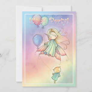 Little Fairy and Cat Birthday Party Invitations