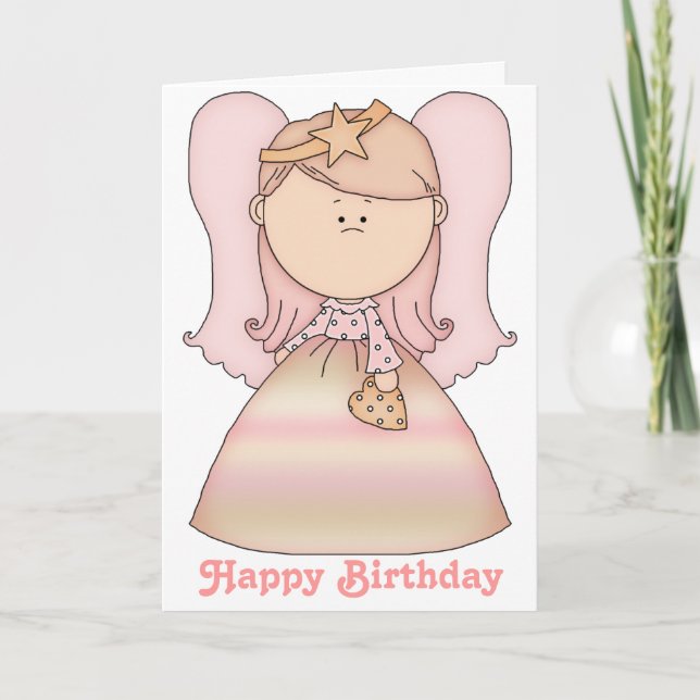 Little Fairy Angel Happy Birthday Card 2b (Front)
