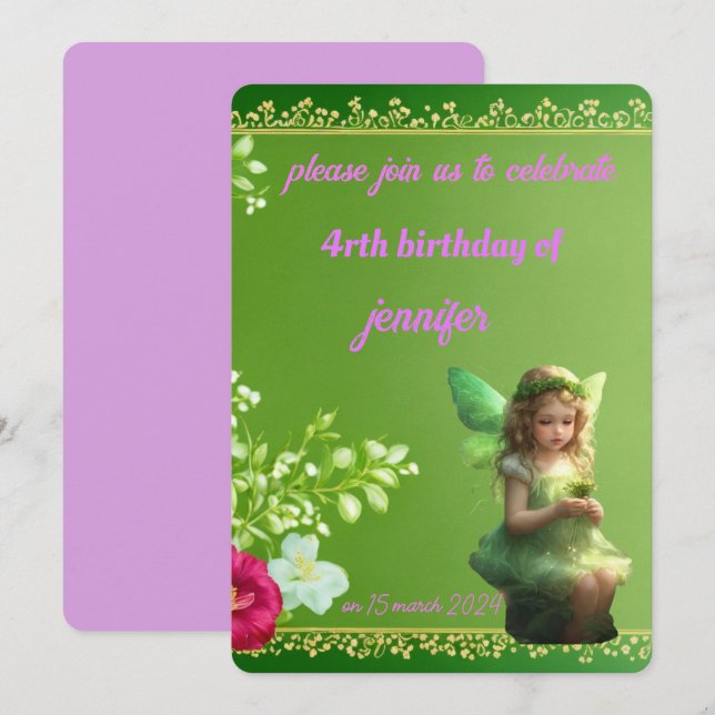 little fairy birthday invitation (Front/Back)