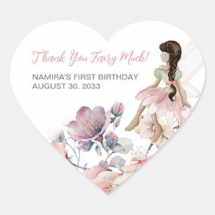 Little Fairy Enchanted Garden Birthday Favour Heart Sticker
