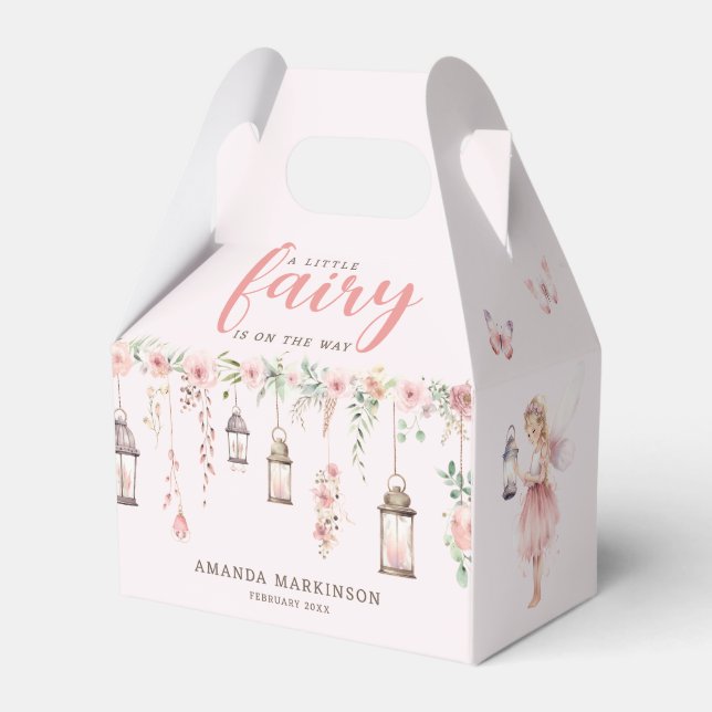 Little Fairy Enchanted Pink Baby Shower Favor Box (Front Side)