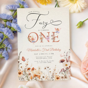 Little Fairy Floral Garden First Birthday Invitation