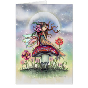 Little Fairy on Mushroom Fantasy Art Card