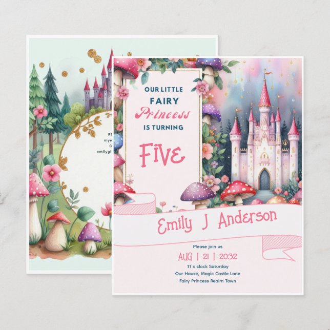 Little Fairy Princess Birthday ANY Age Fairytale (Front/Back)